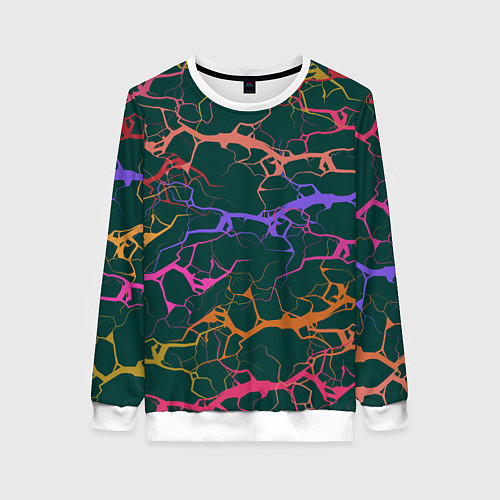 Женский свитшот Разряды на зеленом / 3D-Белый – фото 1