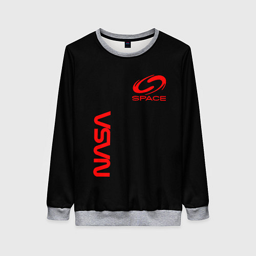 Женский свитшот Nasa space red logo / 3D-Меланж – фото 1