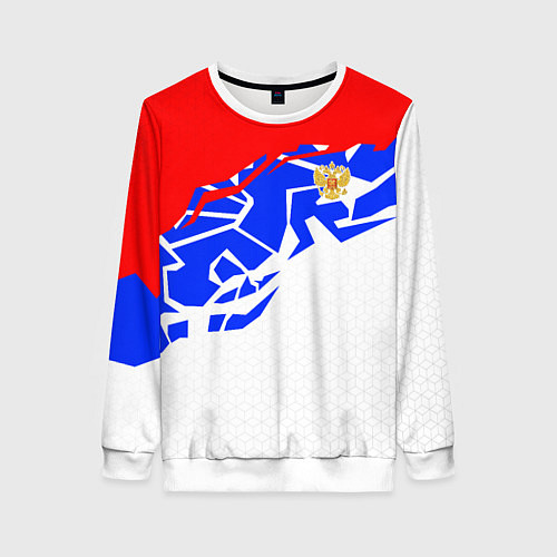 Женский свитшот Россия- астрактивный триколор / 3D-Белый – фото 1