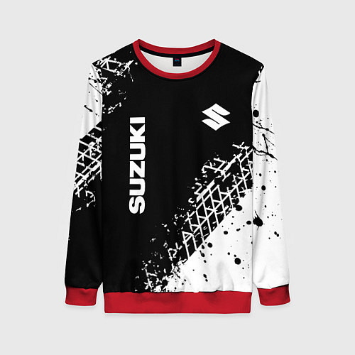 Женский свитшот Сузуки: следы от шин / 3D-Красный – фото 1