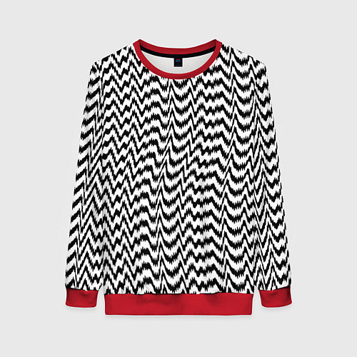 Женский свитшот Черно-белые кривые / 3D-Красный – фото 1