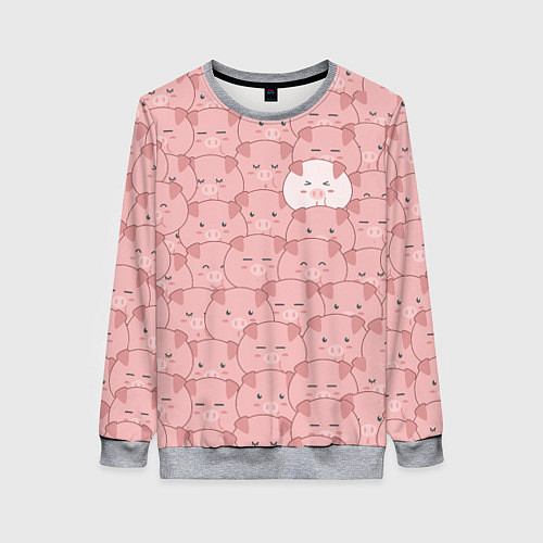 Женский свитшот Свинки паттерн / 3D-Меланж – фото 1