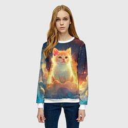 Свитшот женский Котик и космические созвездия, цвет: 3D-белый — фото 2