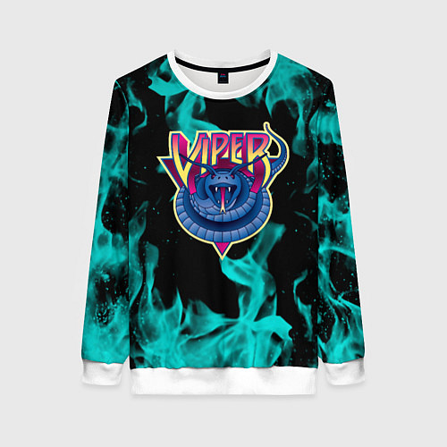 Женский свитшот Вайпер flame neon game / 3D-Белый – фото 1