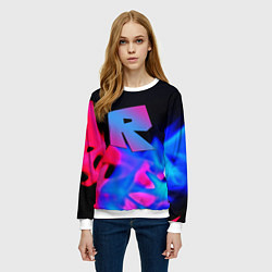 Свитшот женский Roblox neon flame, цвет: 3D-белый — фото 2