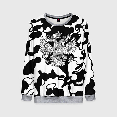 Женский свитшот Герб РФ камуфляж текстура / 3D-Меланж – фото 1