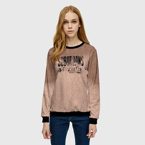 Женский свитшот Suburbans supreme: beige / 3D-Черный – фото 3