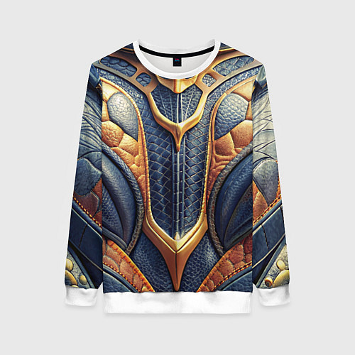 Женский свитшот Темная кожаная броня с желтой оплеткой / 3D-Белый – фото 1