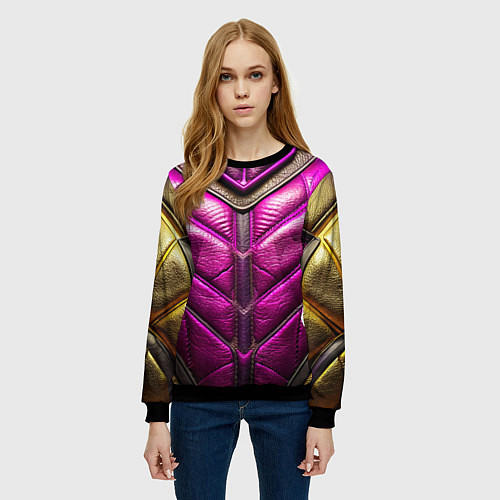 Женский свитшот Текстурная кожа в космическом стиле / 3D-Черный – фото 3