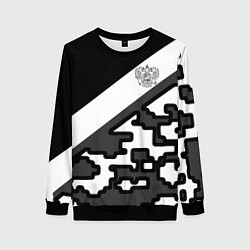 Свитшот женский Россия камуфляж текстура, цвет: 3D-черный