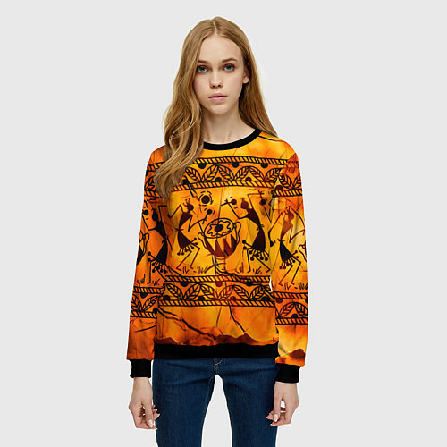 Женский свитшот Африканские наскальные рисунки / 3D-Черный – фото 3