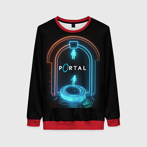 Женский свитшот Portal neon style logo / 3D-Красный – фото 1