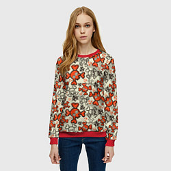 Свитшот женский Череп с костями узор, цвет: 3D-красный — фото 2
