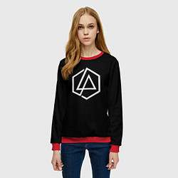 Свитшот женский Linkin park logo white, цвет: 3D-красный — фото 2