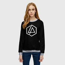 Свитшот женский Linkin park logo white, цвет: 3D-меланж — фото 2