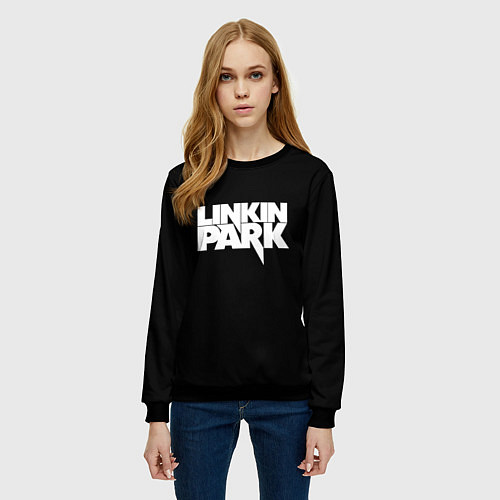 Женский свитшот Lnkin park logo white / 3D-Черный – фото 3