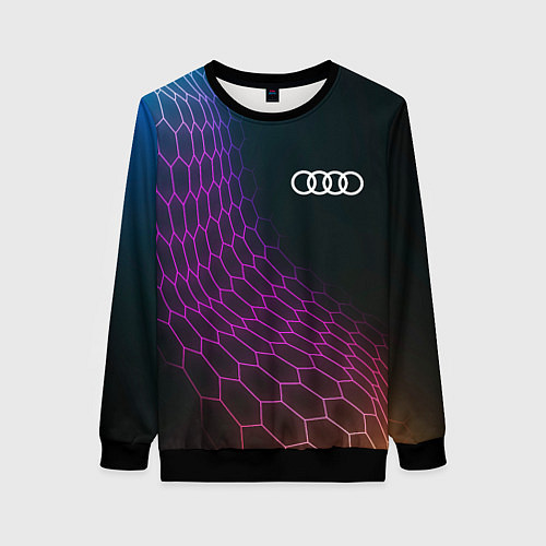Женский свитшот Audi neon hexagon / 3D-Черный – фото 1