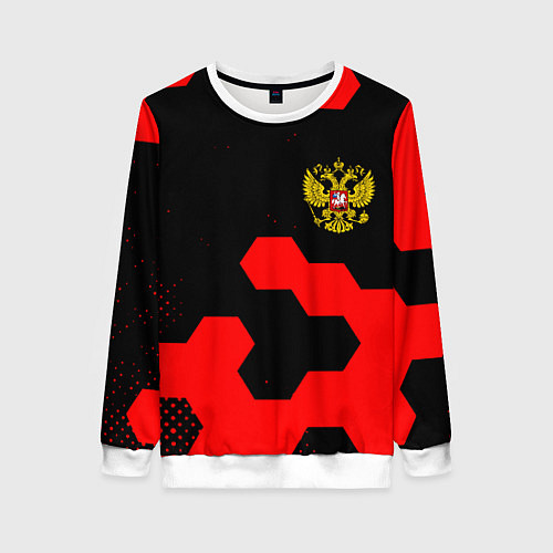 Женский свитшот Герб РФ спортивный стиль соты / 3D-Белый – фото 1