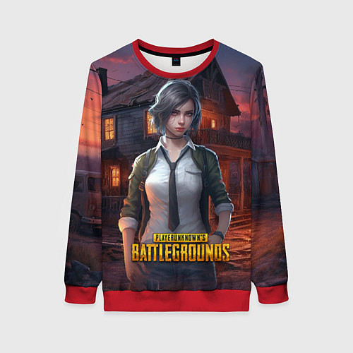 Женский свитшот PUBG девушка в игре / 3D-Красный – фото 1