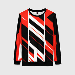 Женский свитшот Black and red stripes on a white background