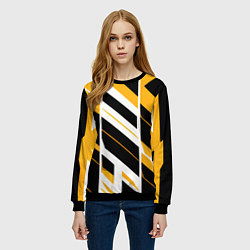 Свитшот женский Black and yellow stripes on a white background, цвет: 3D-черный — фото 2