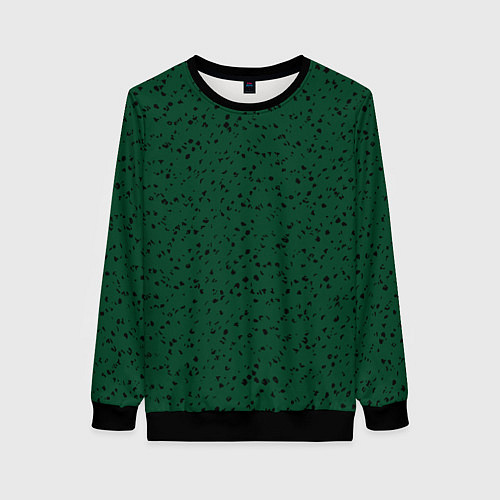 Женский свитшот Тёмный зелёный мелкими пятнами / 3D-Черный – фото 1