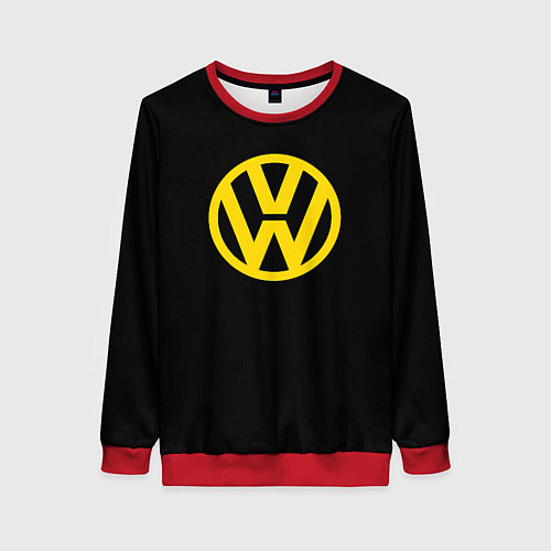 Женский свитшот Volkswagen logo yellow / 3D-Красный – фото 1