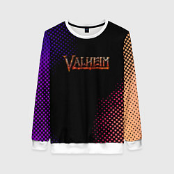 Свитшот женский Valheim logo pattern, цвет: 3D-белый