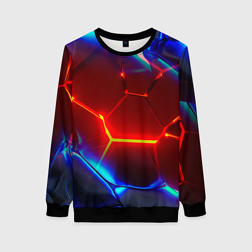 Женский свитшот Красные плиты с ярким светом / 3D-Черный – фото 1