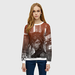 Свитшот женский Кибернетическая девушка-кошка, цвет: 3D-белый — фото 2
