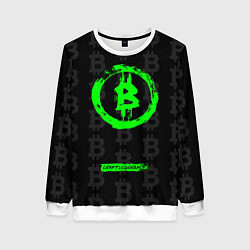 Женский свитшот Биткоин - салатовый неон