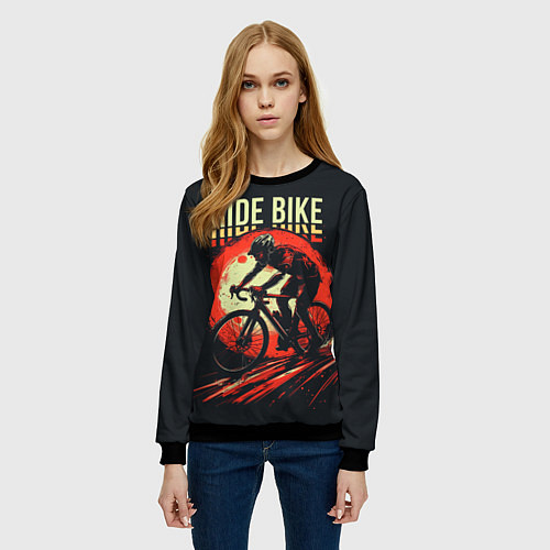 Женский свитшот Ride bike / 3D-Черный – фото 3