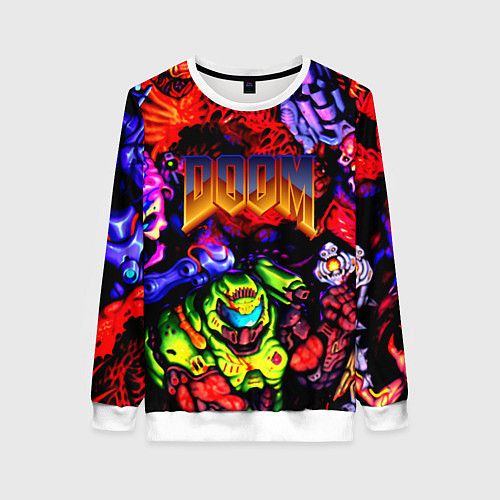 Женский свитшот Doom game demons / 3D-Белый – фото 1