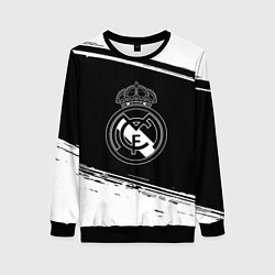 Свитшот женский Реал мадрид белое лого, цвет: 3D-черный