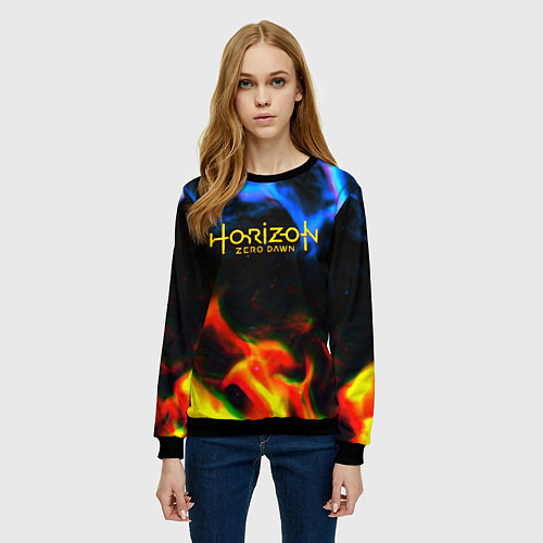 Женский свитшот Horizon zero dawn flame glitch / 3D-Черный – фото 3