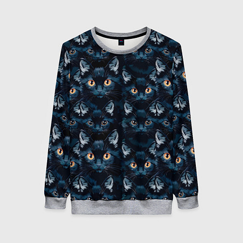 Женский свитшот Черные котята / 3D-Меланж – фото 1