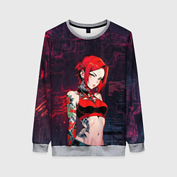 Женский свитшот Рыжая девушка с татуировками