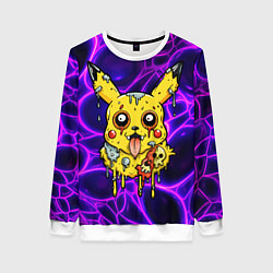 Женский свитшот Растекшийся Пикачу зомби на неоне