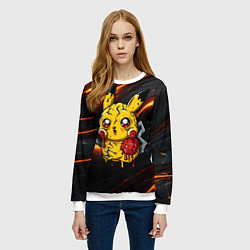 Свитшот женский Растекшийся Пикачу зомби, цвет: 3D-белый — фото 2
