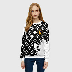 Свитшот женский Bitcoin pattern binance, цвет: 3D-белый — фото 2