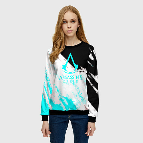 Женский свитшот Assassins Creed краски текстура / 3D-Черный – фото 3
