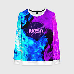 Свитшот женский NASA neon flame, цвет: 3D-белый