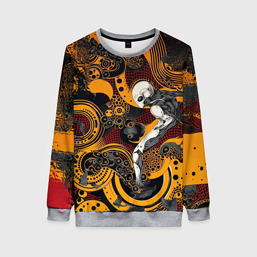 Женский свитшот Внеземной паттерн с пришельцем / 3D-Меланж – фото 1