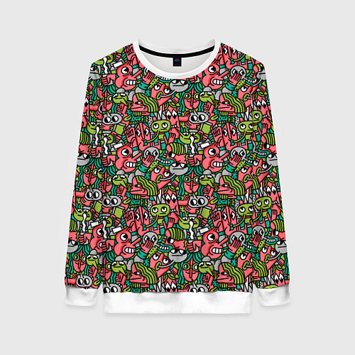 Женский свитшот Человечки с длинными носами / 3D-Белый – фото 1