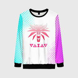 Свитшот женский Ведьмак лого пинк, цвет: 3D-черный