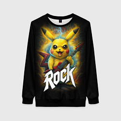 Женский свитшот Пикачу рокер с электрогитарой