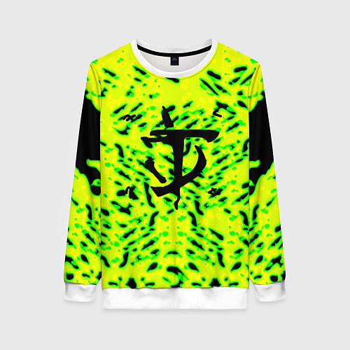 Женский свитшот Doom кислотный стиль лого / 3D-Белый – фото 1