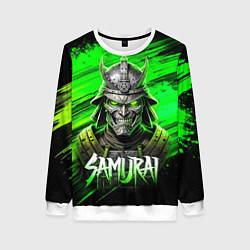 Женский свитшот Самурай яркий зеленый фон