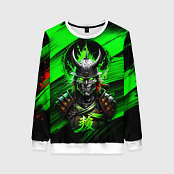 Женский свитшот Самурай зеленый яркий фон