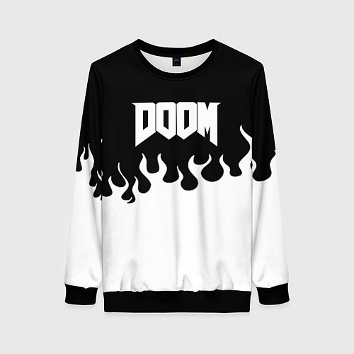 Женский свитшот Doom fire white / 3D-Черный – фото 1